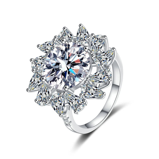 Factory Wholesale High Quality 5CT Moissanite Ring 925 Sterling Silver Women Jewelry Wedding Luxury Rings for Engagement - She Vibess By C2P