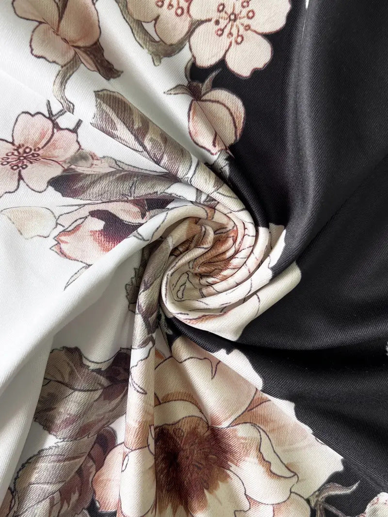 2024 Europe and the United States autumn new women's long dress two-piece set of floral print round neck dress coat women - She Vibess By C2P