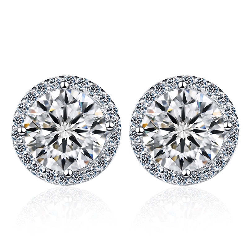 Genuine Goods Moissanite Stud Jewelry Earrings for Women Classy round Bag Diamond Earrings Special-Interest Earrings Silver Earrings Bone Nail Birthday Gift - She Vibess By C2P