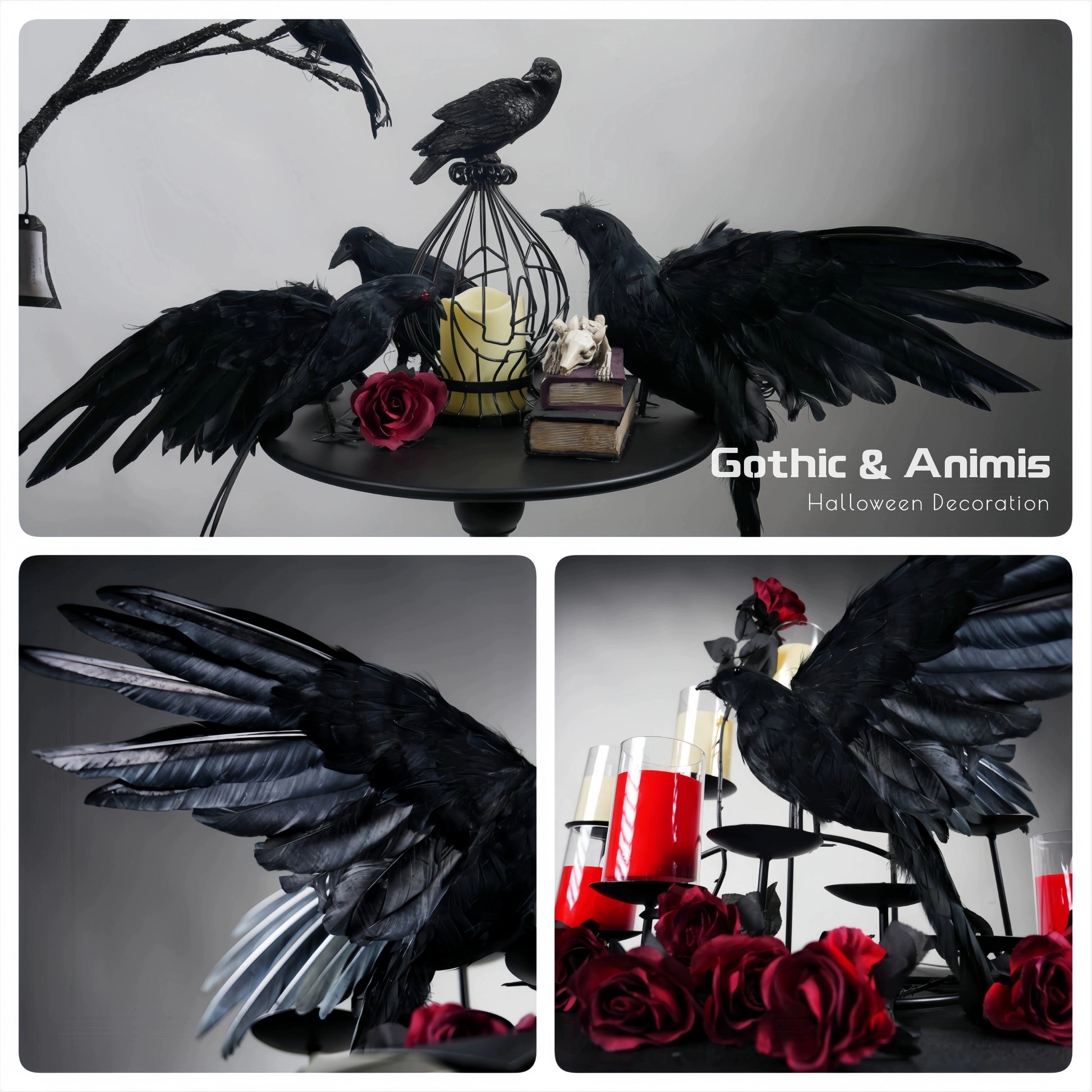 [Halloween] 28 Artificial Crow Crow Collection Wansheng Gothic Dark Magic Theme Atmosphere Decoration - She Vibess By C2P
