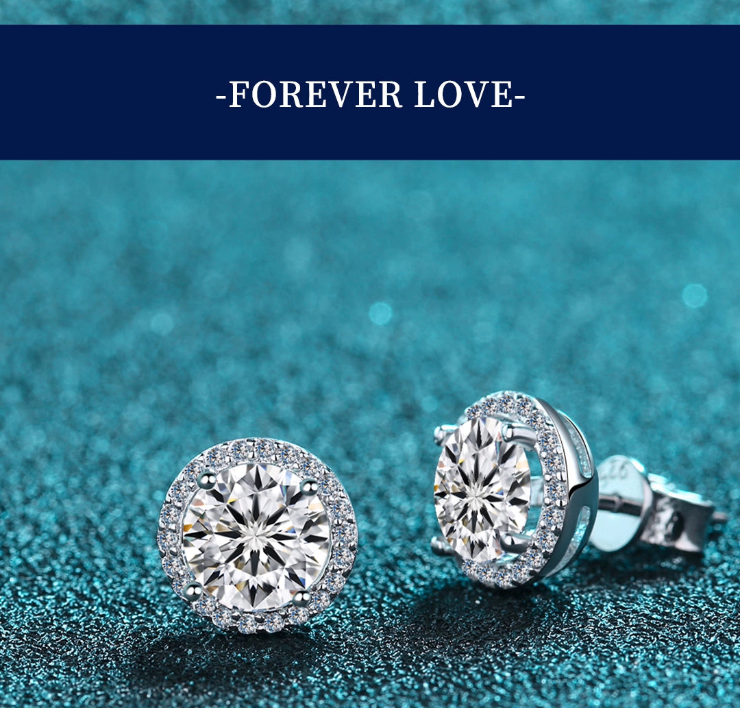Genuine Goods Moissanite Stud Jewelry Earrings for Women Classy round Bag Diamond Earrings Special-Interest Earrings Silver Earrings Bone Nail Birthday Gift - She Vibess By C2P