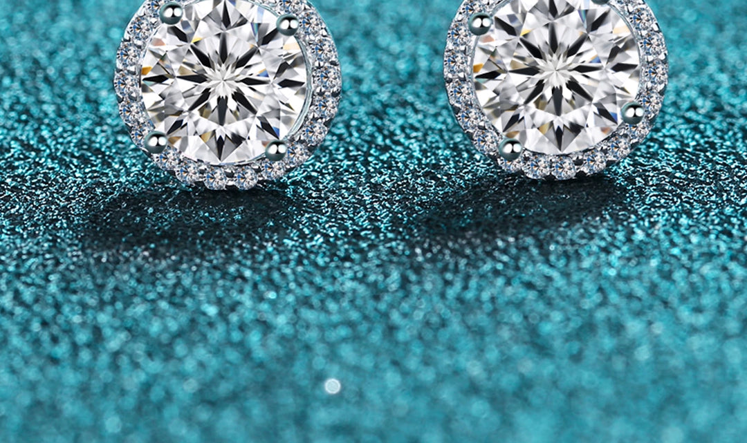 Genuine Goods Moissanite Stud Jewelry Earrings for Women Classy round Bag Diamond Earrings Special-Interest Earrings Silver Earrings Bone Nail Birthday Gift - She Vibess By C2P