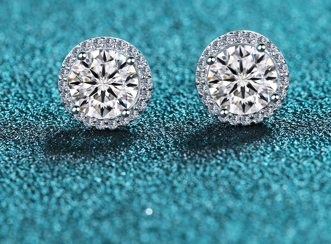 Genuine Goods Moissanite Stud Jewelry Earrings for Women Classy round Bag Diamond Earrings Special-Interest Earrings Silver Earrings Bone Nail Birthday Gift - She Vibess By C2P