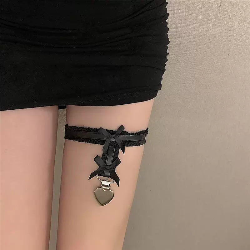 Black Pink Sexy Lace Bow Leg Ring Y2g Bandage Women Dark Japan fashion Leg Decoration Garter Thigh Chain-I’m Over 21 - She Vibess By C2P