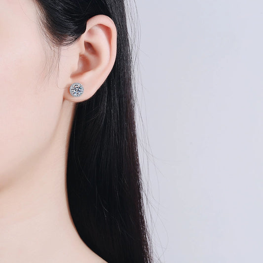 Genuine Goods Moissanite Stud Jewelry Earrings for Women Classy round Bag Diamond Earrings Special-Interest Earrings Silver Earrings Bone Nail Birthday Gift - She Vibess By C2P