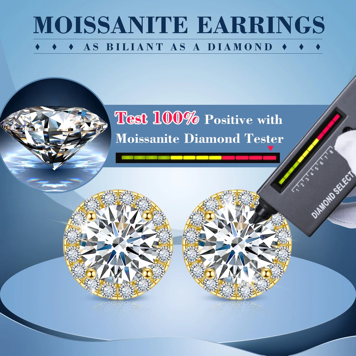 TUHE Unisex VVS1 Moissanite Women Earrings 925 Silver Fine Jewelry Earings 3MM/4MM/5MM Silver 925 Fashion Earrings Women Gift - She Vibess By C2P