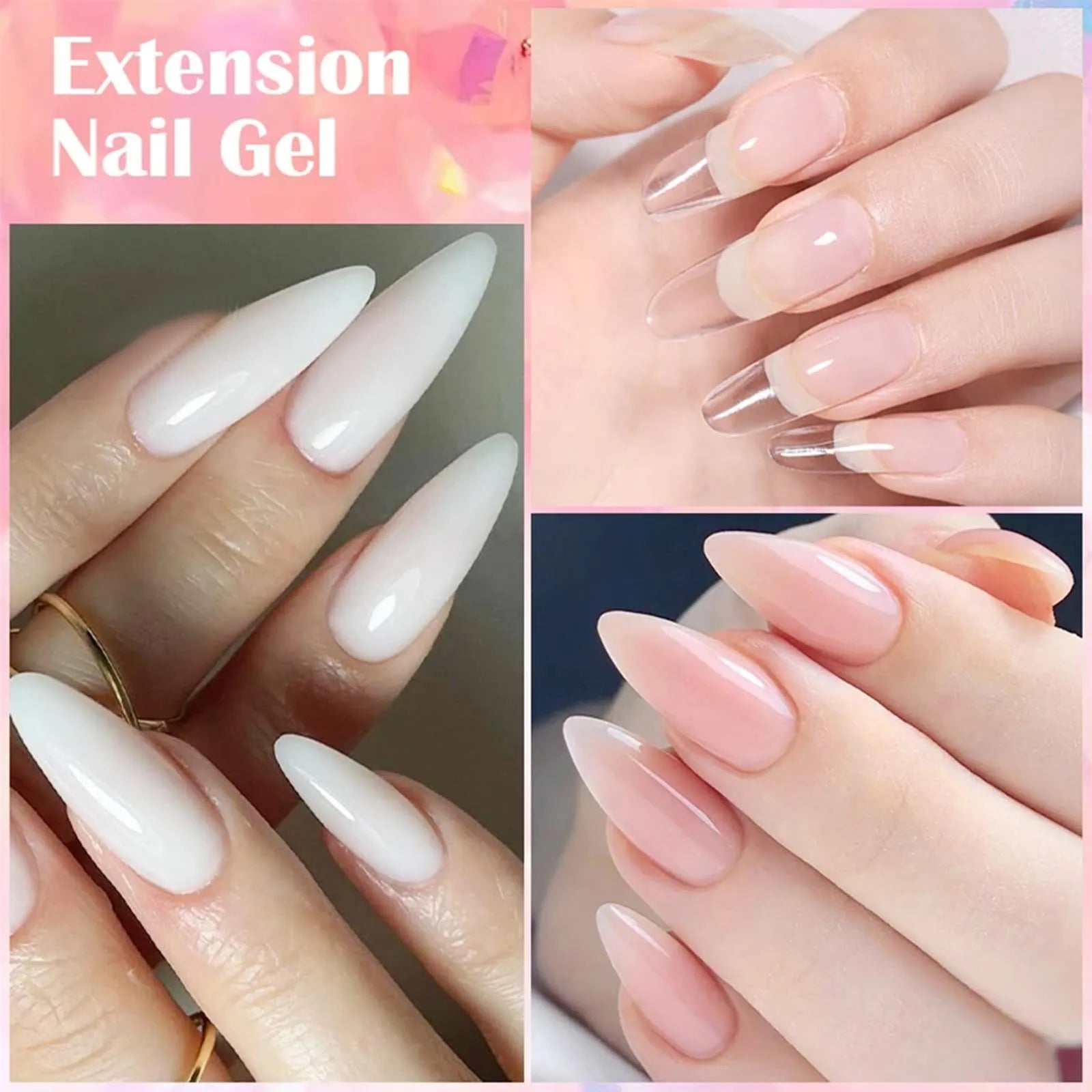 60ml Nail Art Gel Polish Nail Pink White Clear Varnish Acrylic Powder Liquid Nail Art Poly Nail Gel for Fingertip Extension tool - She Vibess By C2P