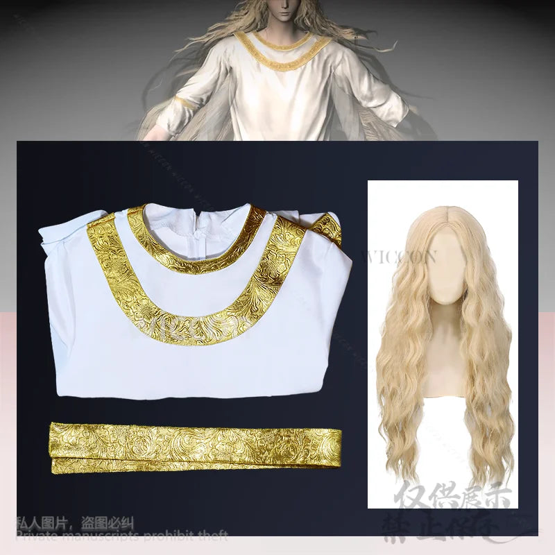Anime Game Miquella Cosplay Cutecore Costume Witch White Dress Lolita Golden Lace Wigs For Girls Woman Halloween Cos Customized - She Vibess By C2P