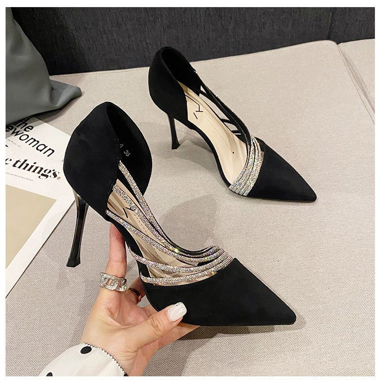 Women Evening Party High Heels New  Pumps Elegant Ladies Pointed To Black  Strappy Stripper Shoes for Women