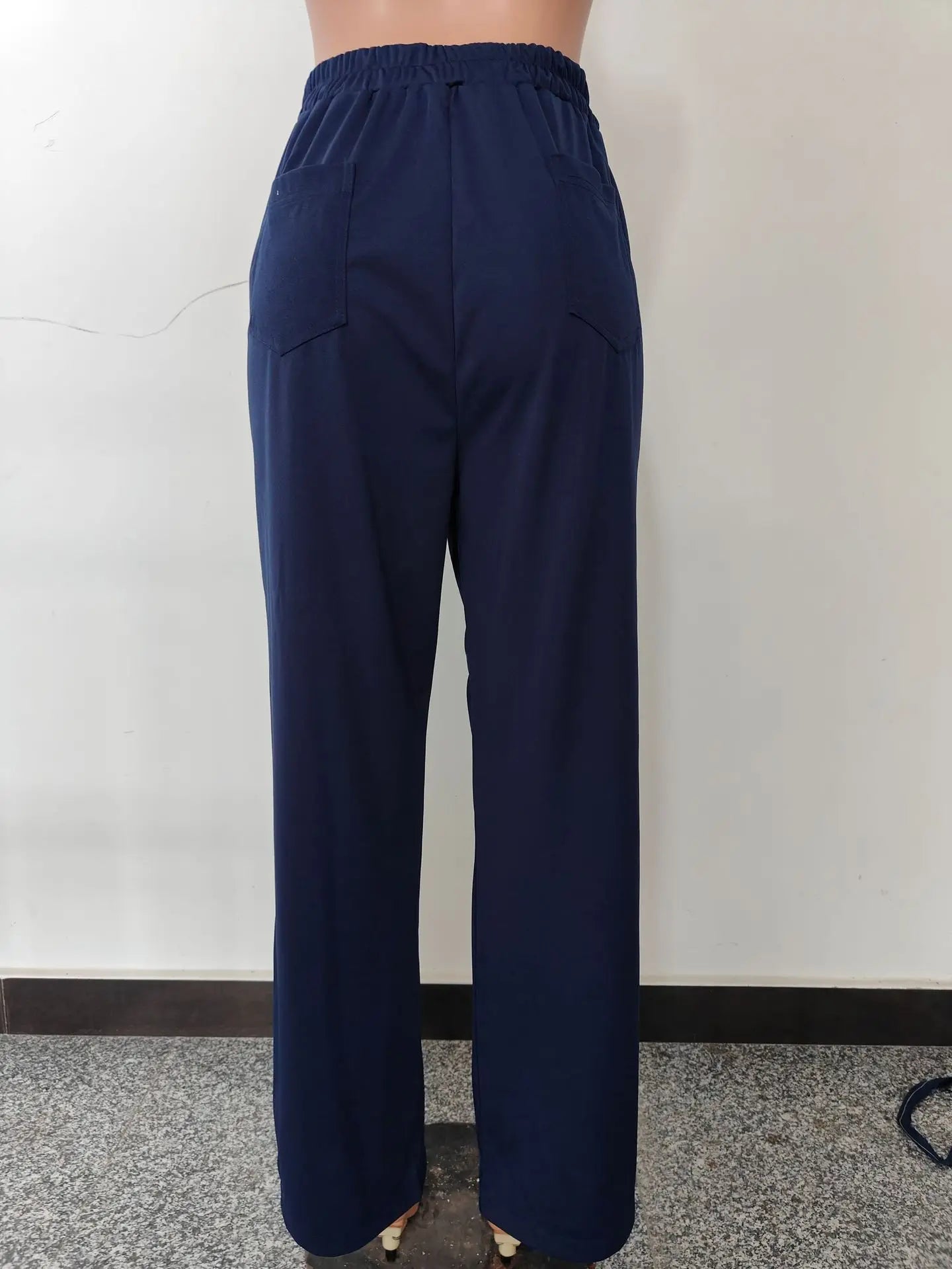 Fashion New Women's Trousers Casual Straight High Waist Button Elastic Daily Office Ladies Multi-Pocket Basic Sweatpants