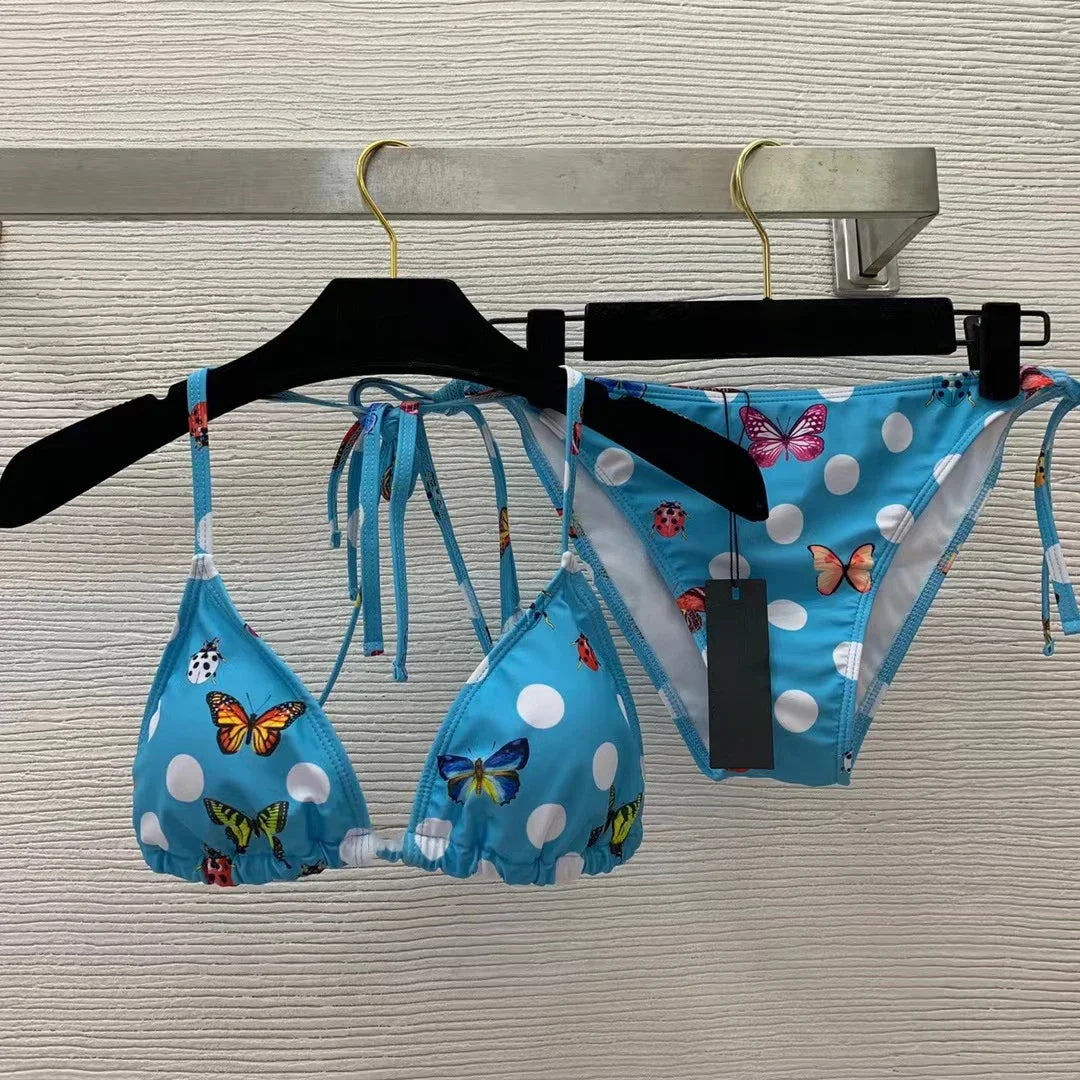 Fashion Design Bikini Sets Women's Gold Flower Pattern Swimsuits Designer Brand Women's Sexy Swimwear Backless Beach Swimsuits - She Vibess By C2P