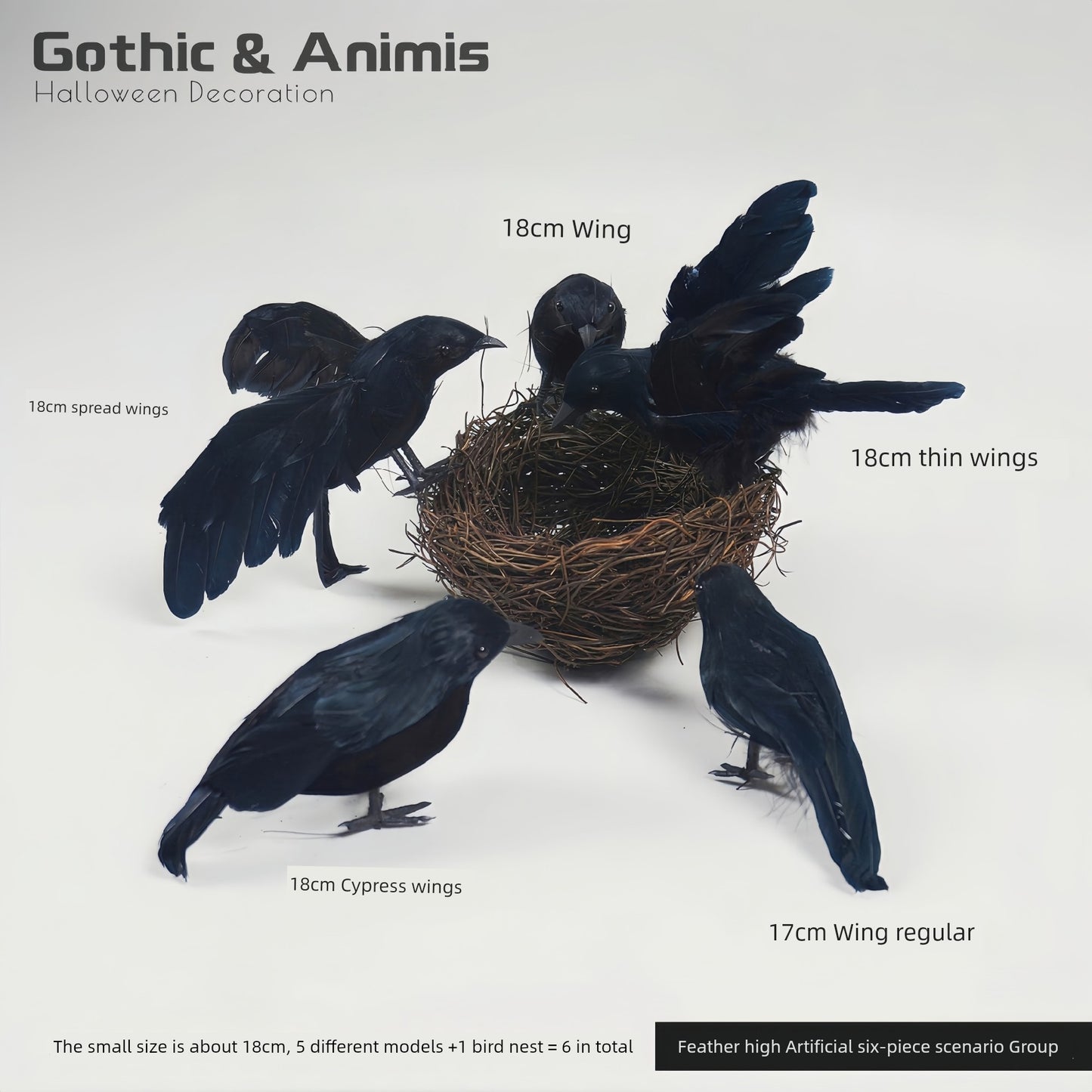[Halloween] 28 Artificial Crow Crow Collection Wansheng Gothic Dark Magic Theme Atmosphere Decoration - She Vibess By C2P