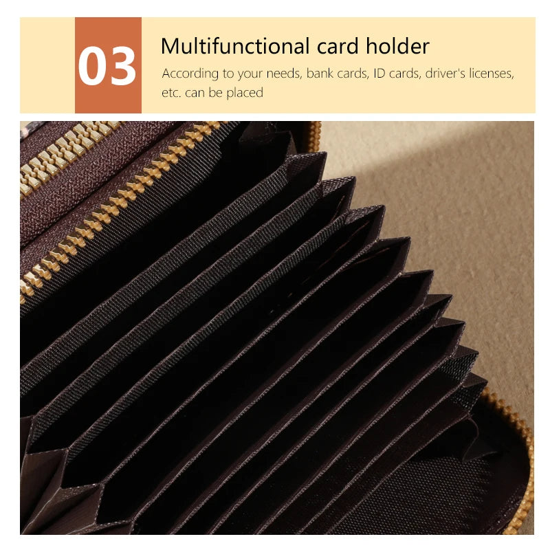 Chic Vintage Zippered Card Holder Wallet for Women - Secure Multi-Card Slots, Fashionable Faux Leather with Coin PurseLuxurious - She Vibess By C2P