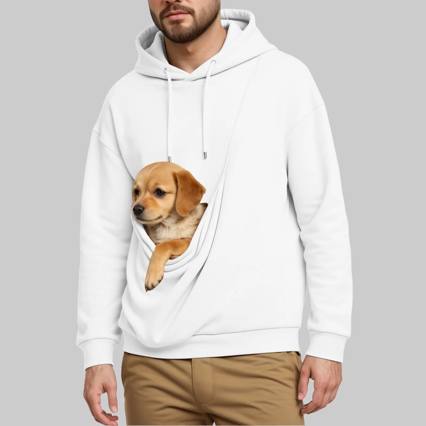 New Pure Cashmere Sweater For Men Unisex Cat And Dog Bag Hooded Sweatshirt Pocket Pet Bag Holder Sweatshirt мужская одежда