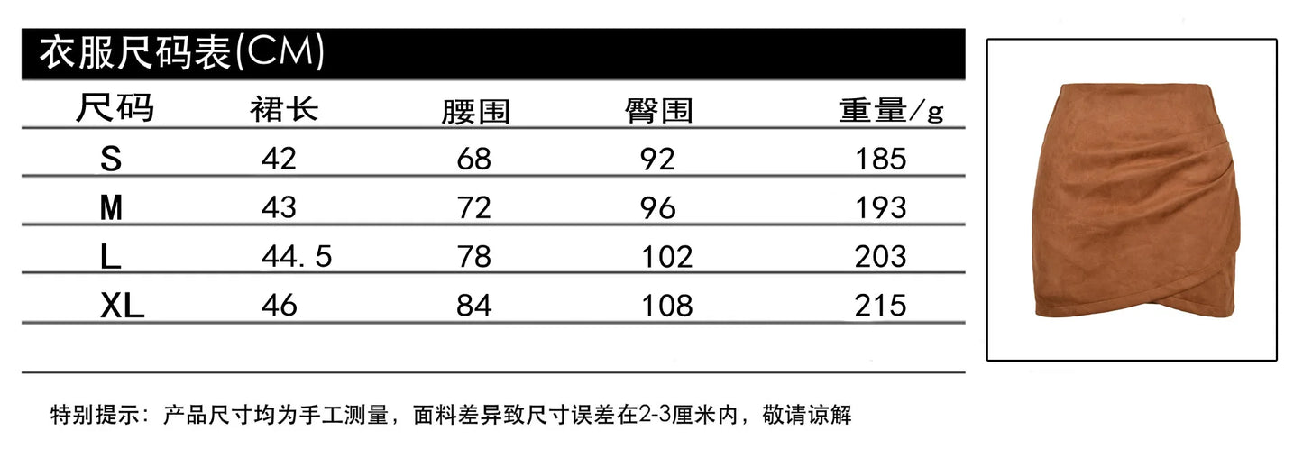 Faldas irregulares de gamuza de verano para mujer, cintura alta elástica, plisadas y con cremallera, LDY-WW5165