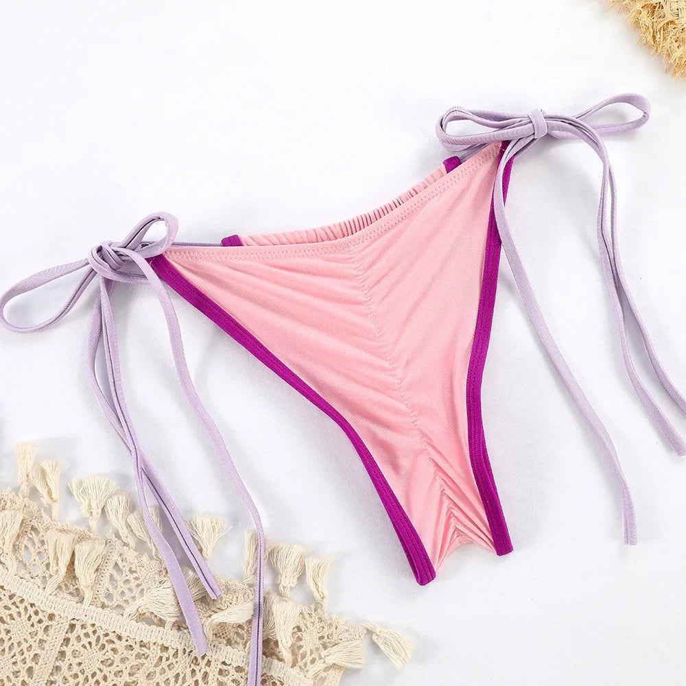 2024 New Style Women's Bikini Set Open-Back Sexy Printed Tie-Up Two-Piece Swimsuit From China Fashionable and Young Style - She Vibess By C2P