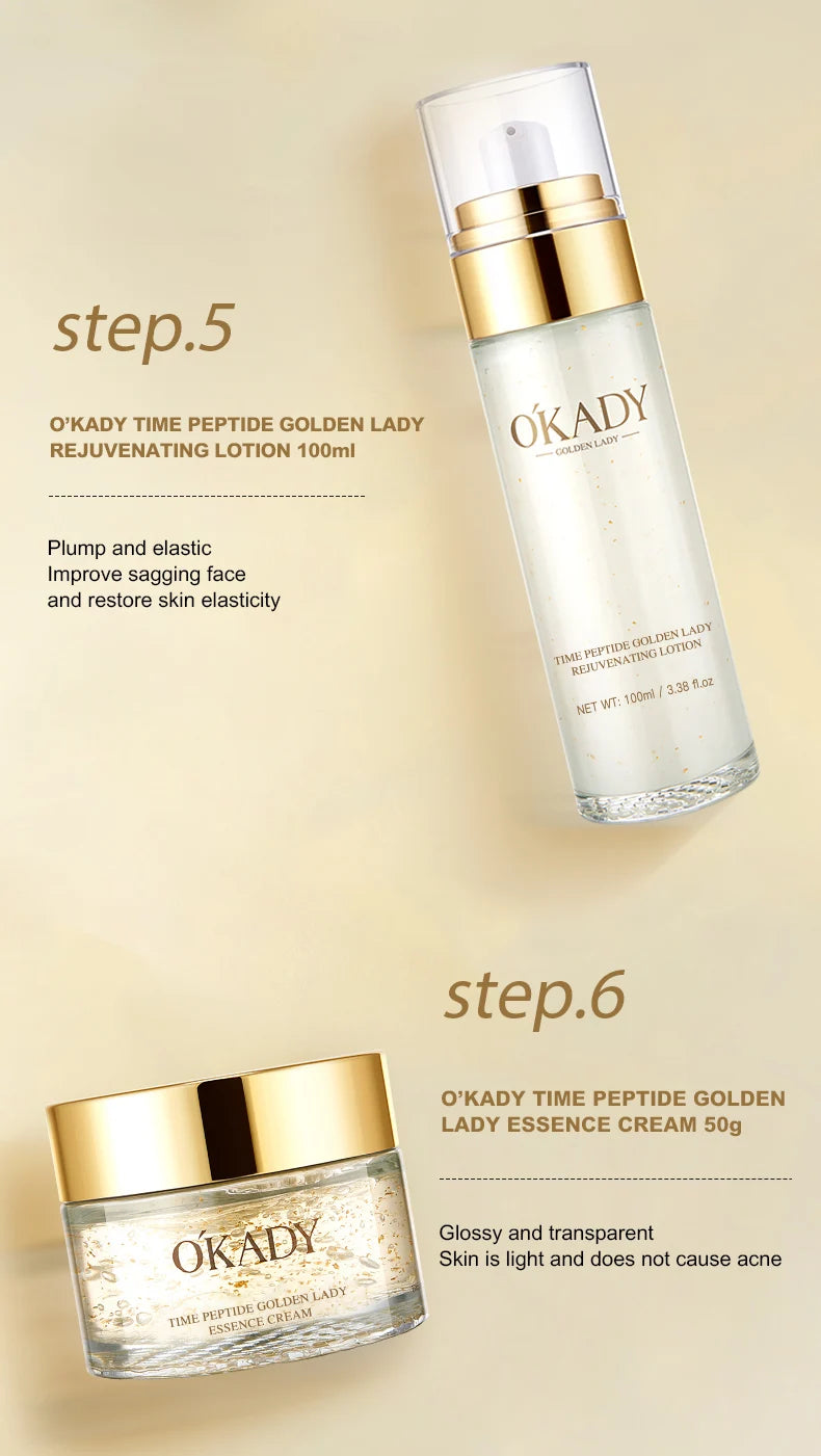 OKADY Skin Care Set Anti Aging Skin 10-piece Daily Care Routine Kit With Vitamin C Peptides Facial Cleanser Eye Mask Toner Serum - She Vibess By C2P
