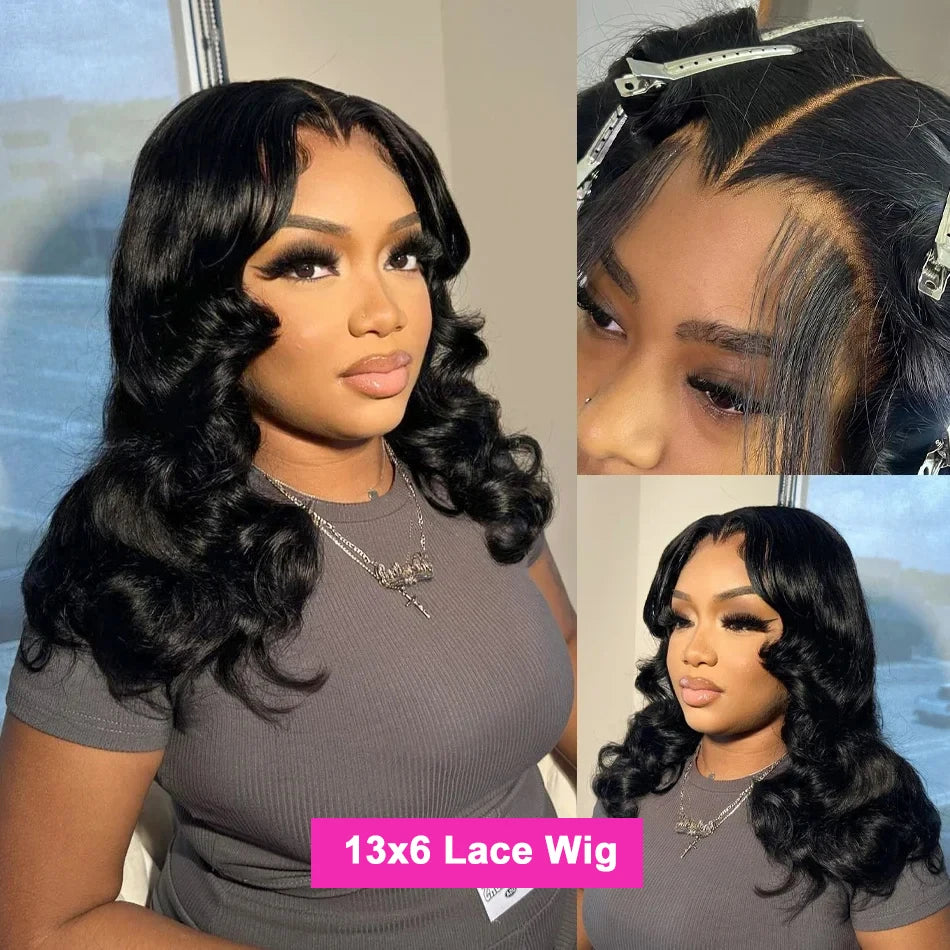 Body Wave Bob Wig 13x6 Transparent Lace Frontal Wig Brazilian Human Hair Wigs Virgin Remy Hair13x4 Lace Closure Wig 180% Density - She Vibess By C2P