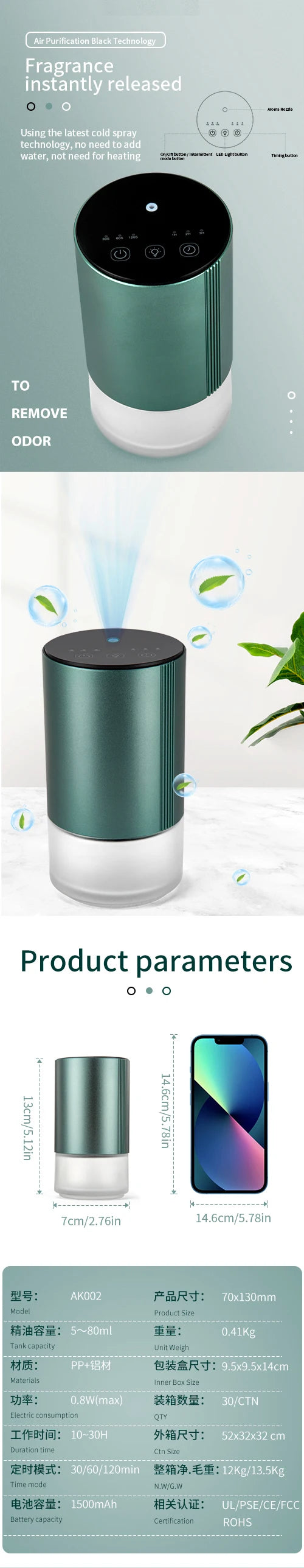 Perfume Aroma Diffuser Car Air Freshener Essential Oils Diffuser Aromatic Oil For Smell Aroma Machine Scent Fragrance Diffuser - She Vibess By C2P