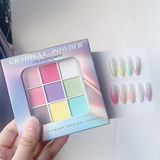 9Colors Solid Patting Nail Powders UV Polish Decoration Shimmer Fine Glitter Gradient Matte Pat Pat Manicure Polish Deco Powder - She Vibess By C2P