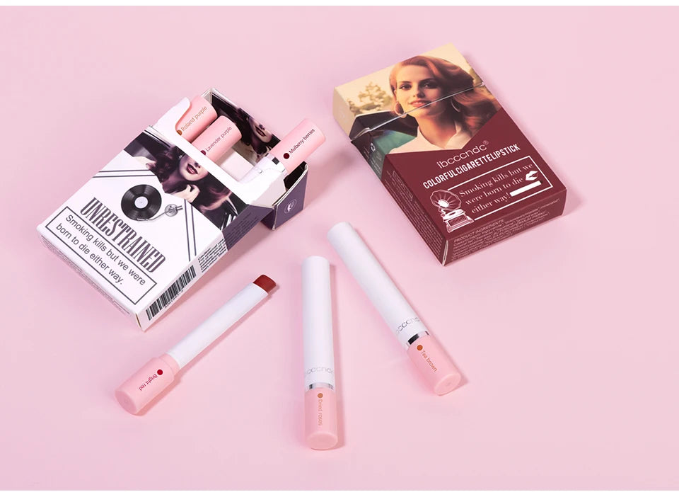 4 pcs/set Cigarette Lipstick Set Long Lasting Lip Glaze Matte Lip Gloss Waterproof Lip Stick Tube Nude Lip Tint Makeup Cosmetics - She Vibess By C2P