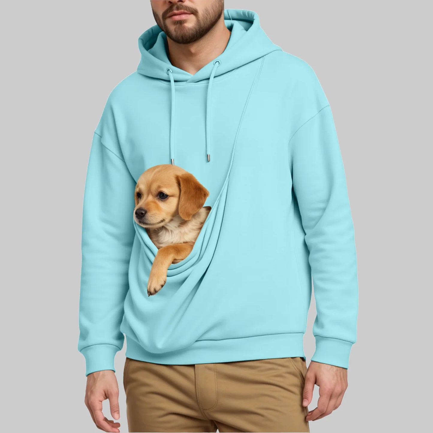 New Pure Cashmere Sweater For Men Unisex Cat And Dog Bag Hooded Sweatshirt Pocket Pet Bag Holder Sweatshirt мужская одежда