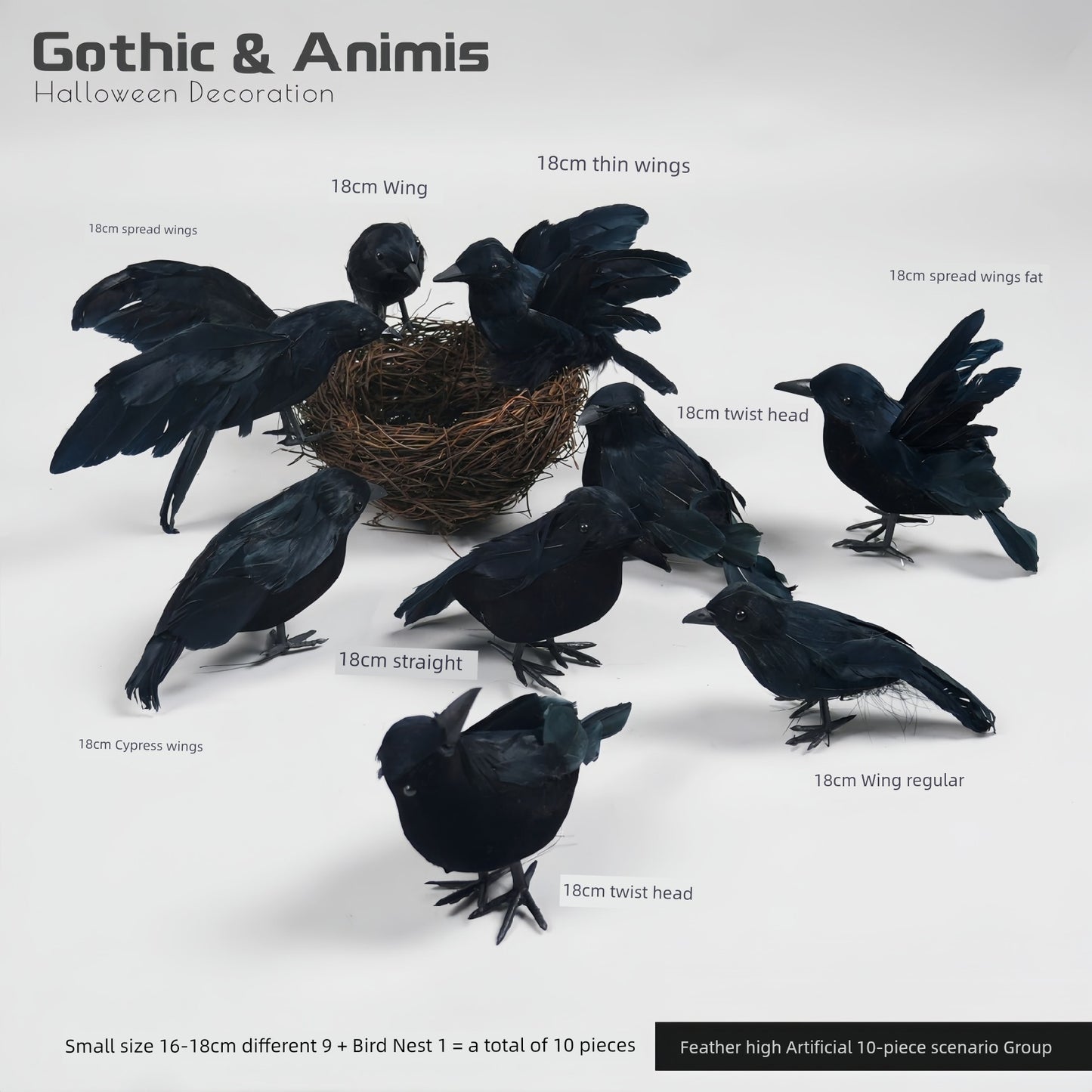 [Halloween] 28 Artificial Crow Crow Collection Wansheng Gothic Dark Magic Theme Atmosphere Decoration - She Vibess By C2P