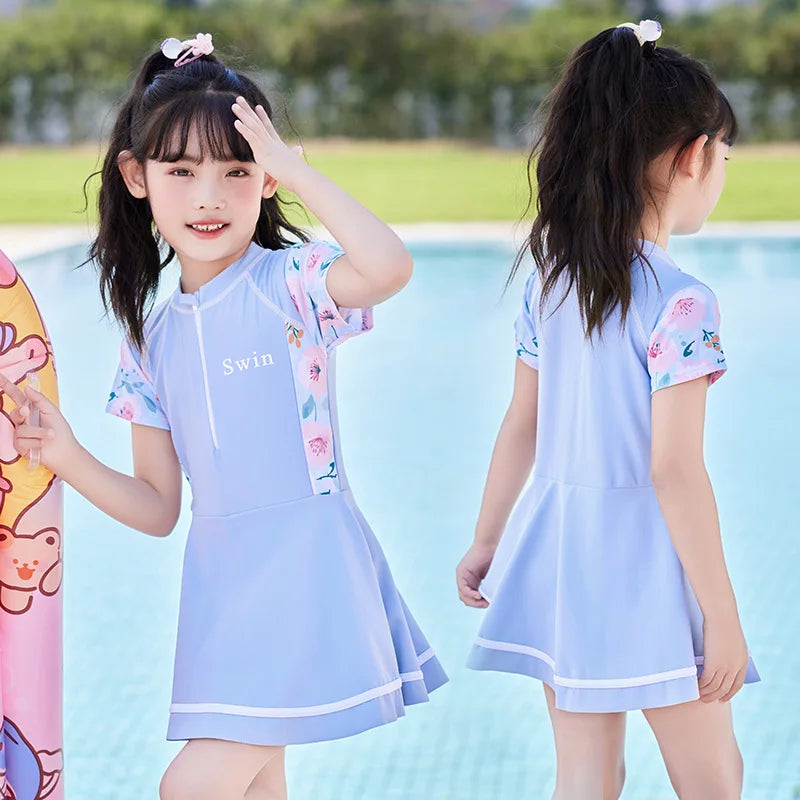 Children's Swimsuits, Summer New Small, Middle, Big Children, Girls, Casual Sports Swimsuits, Swimsuits, Skirts, Student Swimwea - She Vibess By C2P