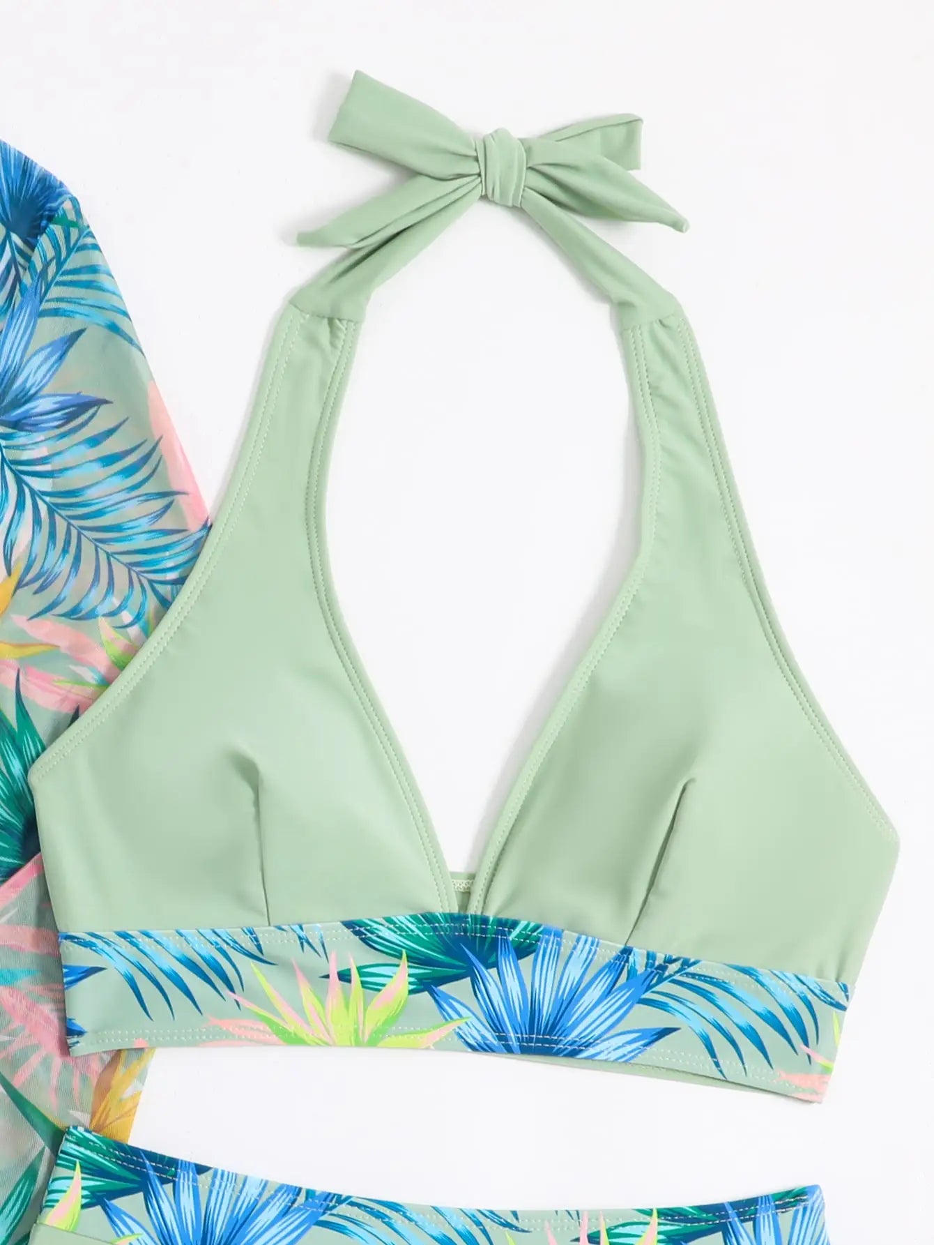 Halter Print Bikini Sets 3PCS Women Swimsuit With Kimono High Waist Swimwear Female Bathers Bathing Swimming Swim Suit Beachwear - She Vibess By C2P