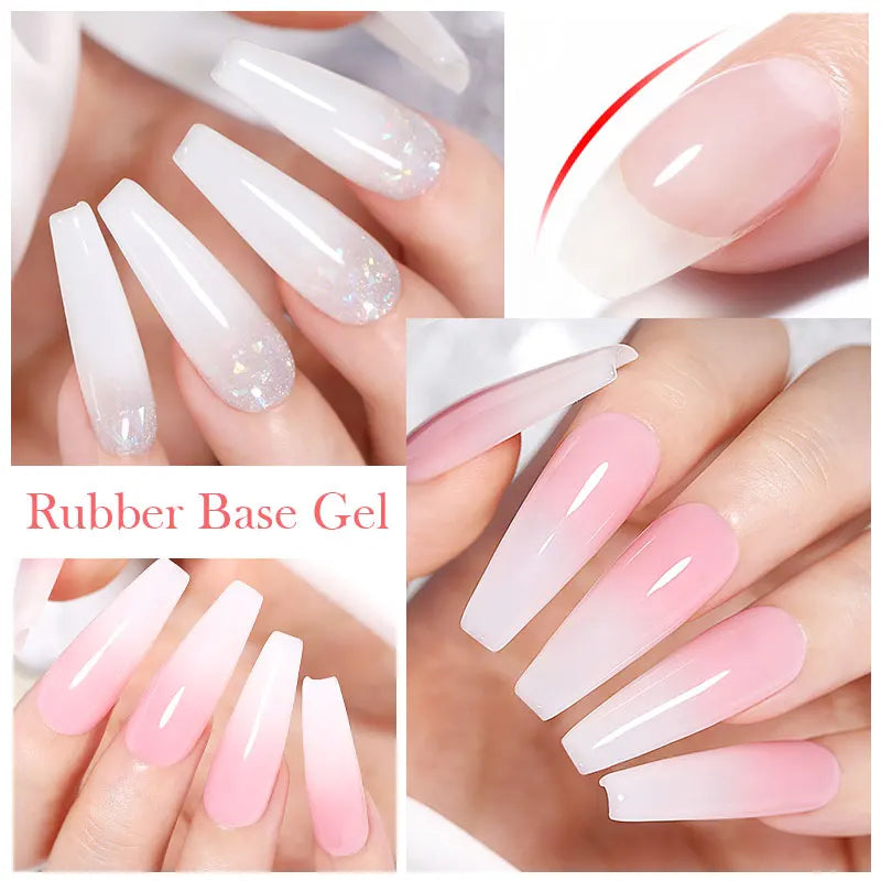 BORN PRETTY Milky Pink Rubber Base Gel Nail Polish Glitter 15ml Semi-Permanent Varnish Soak Off Self Leveling UV LED Gel - She Vibess By C2P