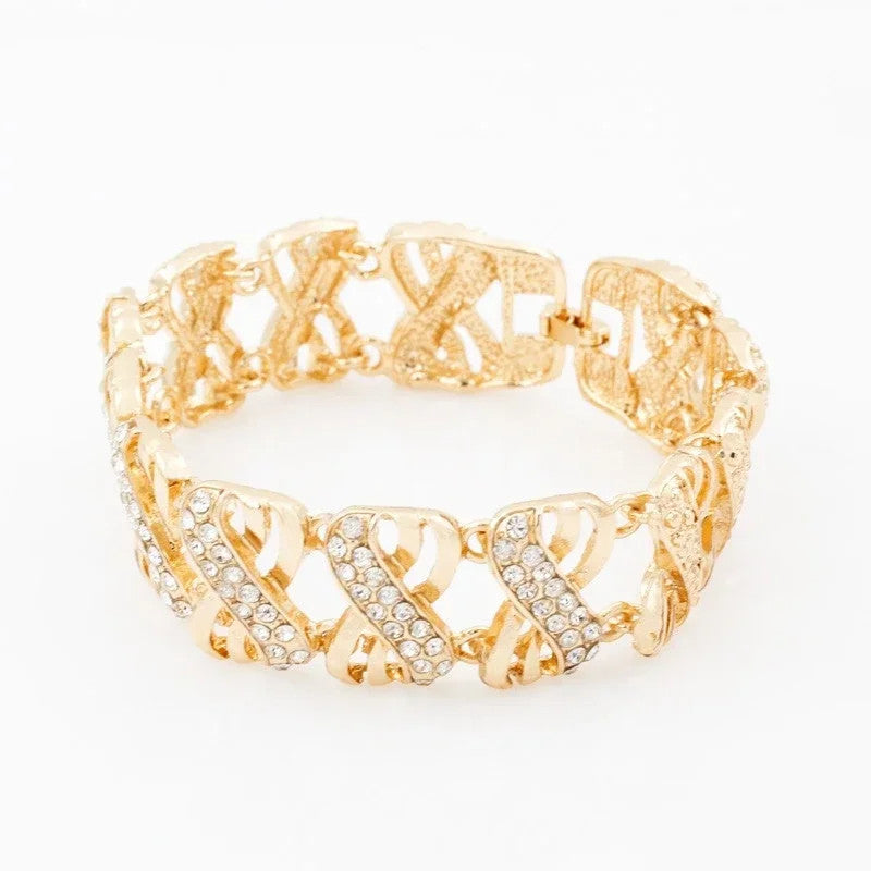 Fashion 18k Gold Plated Jewelry Set Dubai African Choker Necklace Earrings Rings Wedding Bridal Jewelry Sets for Women