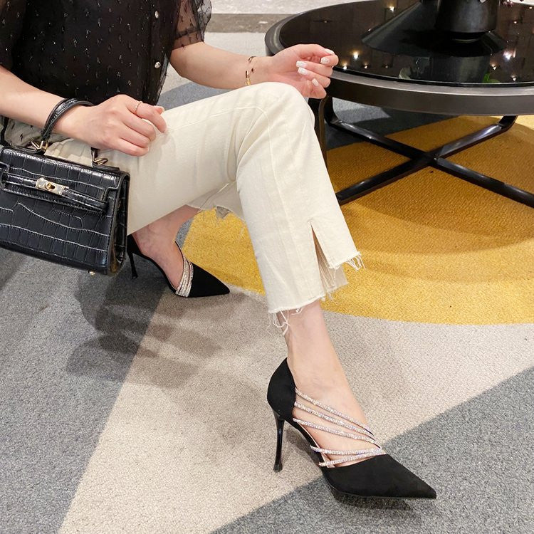 Women Evening Party High Heels New  Pumps Elegant Ladies Pointed To Black  Strappy Stripper Shoes for Women