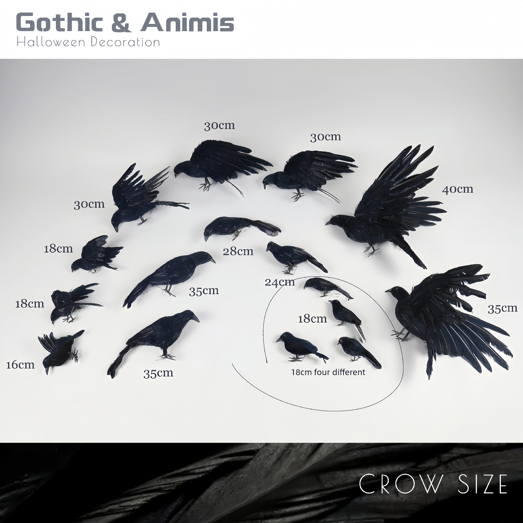 [Halloween] 28 Artificial Crow Crow Collection Wansheng Gothic Dark Magic Theme Atmosphere Decoration - She Vibess By C2P