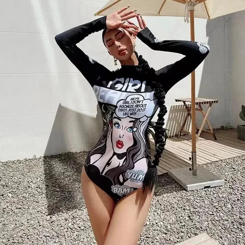 Women's Oversize Swimsuits Ins Anime Female Summer Sports Suits Chic Women's High Street Surfing Swimsuits New - She Vibess By C2P