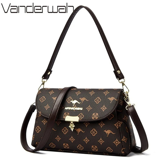 Genuine Brand Luxury Handbags Women Bags Designer Women's Vintage Monogram Print Handbag Top-Handle Crossbody Design Small Size - She Vibess By C2P