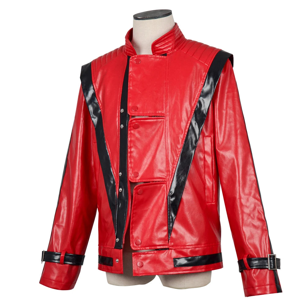 Men's Cosplay Jacket for Michael Jackson Impersonator Halloween Chirstmas Party Male Top PU Leather Coat Wear Costumes New - She Vibess By C2P
