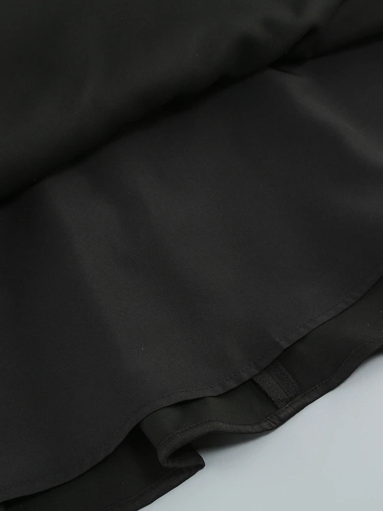 Vestido mini de lujo con cristales y mangas largas, sexy, con cintura brillante y diamantes, corte A, para mujer, color negro, para fiestas de celebridades y noche.