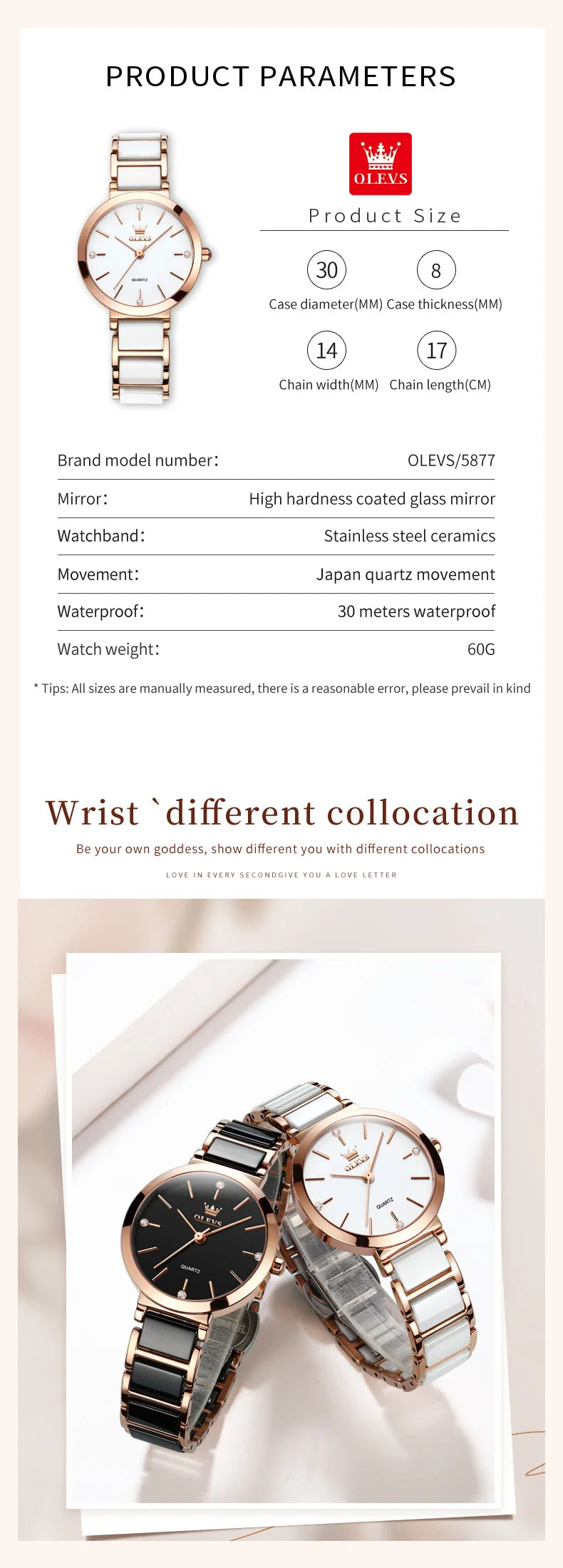 OLEVS Fashion Women Watches Relogio Feminino Luxury Rose Gold Watch Ladies Quartz Wrist Watch Ceramic Strap Clock Reloj Mujer - She Vibess By C2P