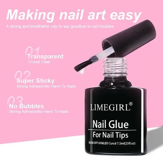 Limegirl Nail Tips Glue Gel 7.5ml uv Glue for false Nail Gel Polish Manicure Hybrid Gellac Multi-function Strong Gel Nail Polish - She Vibess By C2P