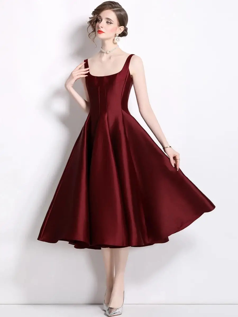 Summer Autumn Holiday Satin Evening Long Dress Women's Formal Occasion Dresses Party Ball Gown Sexy Backless Cocktail Robe - She Vibess By C2P