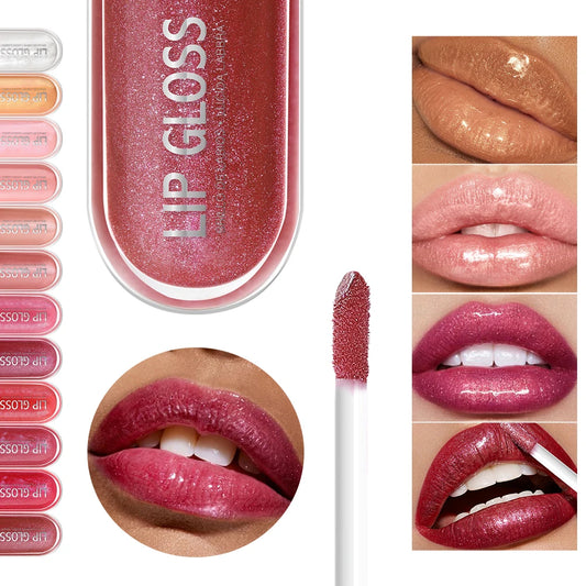 USHAS 12 Colors Glitter Lip Gloss Long Lasting Diamond Pearlescent Metallic Liquid Lipstick Moisturizing Lip Glaze Cosmetics - She Vibess By C2P