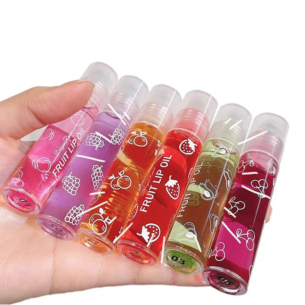 6 Colors Roll-on Fruit Essence Lip Balm Lip Oil Lip Moisturizing Mirror Primer Lip Lipstick Hydrating random Gloss Transparent - She Vibess By C2P