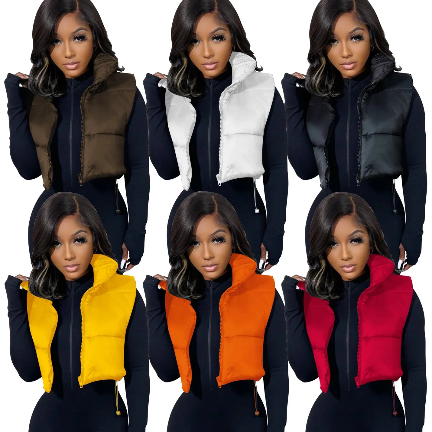 Women's Winter Vest Fashion Faux Leather Padded Jacket Coat Vintage PU Black And White Female Short Waistcoat Chic Clothes Tops - She Vibess By C2P