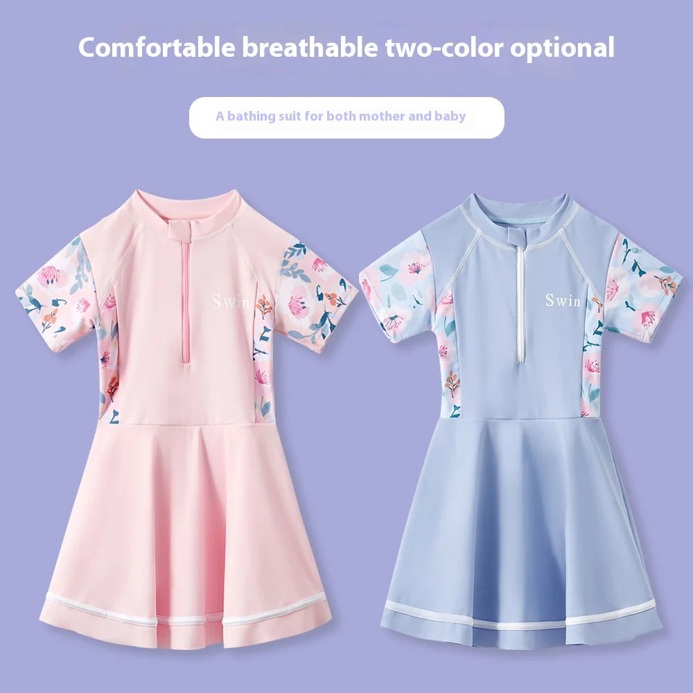 Children's Swimsuits, Summer New Small, Middle, Big Children, Girls, Casual Sports Swimsuits, Swimsuits, Skirts, Student Swimwea - She Vibess By C2P