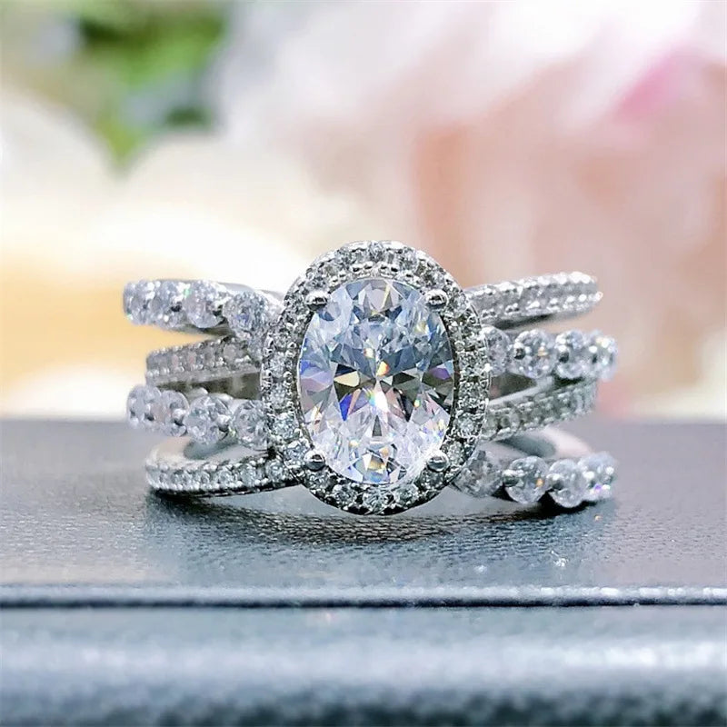 Cincin Zirkon Oval Bertabur Mikro Mewah untuk Wanita, Perhiasan Fashion Baru, Aksesori Tangan, Desain Elegan, Harga Terjangkau