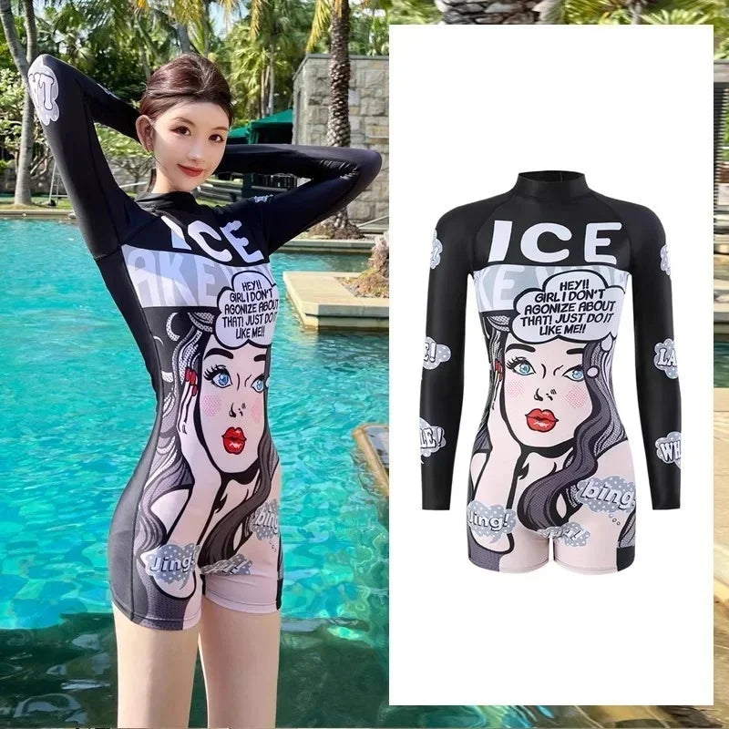 Women's Oversize Swimsuits Ins Anime Female Summer Sports Suits Chic Women's High Street Surfing Swimsuits New - She Vibess By C2P