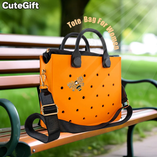 EVA Large Leather Shoulder Bag Handbag Tote Bag Storage for Women Casual Waterproof Beach Bag Hole Fit Charm Fashion Storage Bag - She Vibess By C2P