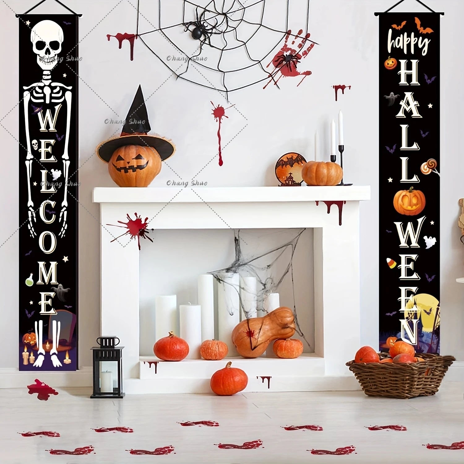 Halloween Hanging Door Curtain Banner Pumpkin Ghost Happy Halloween Decorations For Home Trick Or Treat Horror Party Supplies - She Vibess By C2P