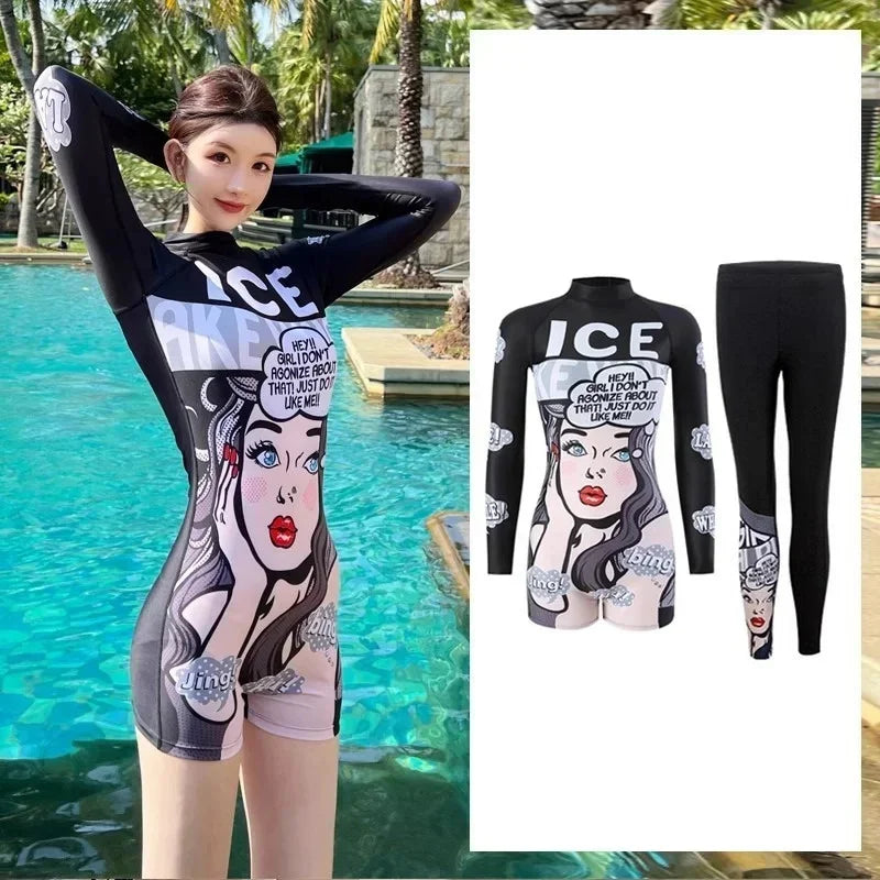 Women's Oversize Swimsuits Ins Anime Female Summer Sports Suits Chic Women's High Street Surfing Swimsuits New - She Vibess By C2P