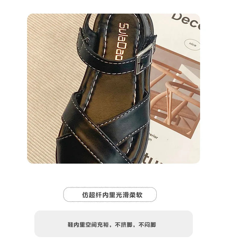 Girl's T-strap Shoes Hollow Out British Style Soft Classic Children Mary Janes 23-34 Infant Round Toe Flat Summer Kids Sandals - She Vibess By C2P